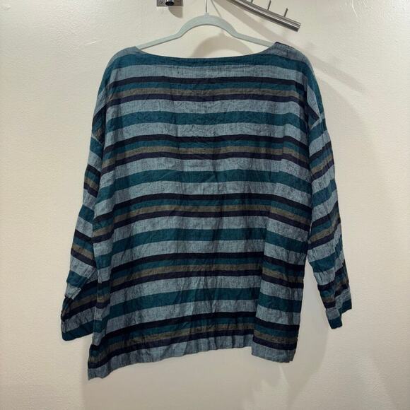 Eileen Fisher Organic Linen Striped Boxy Top – Size XL - Picture 7 of 15